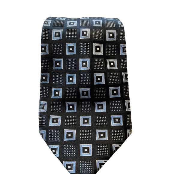 Donald Trump Signature Collection Tie Blue Square Pattern 100% Silk Clas… - Picture 2 of 4